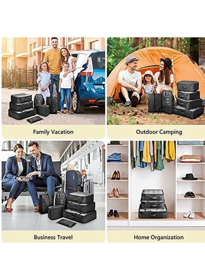 Dunekart 7 Piece Travel Packing Cubes Set, Luggage Organizer Bags with Waterproof Laundry Bag, Compression Storage Pouches for Suitcase - Black - Image 2